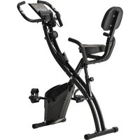 HOMCOM Heimtrainer, 2-in-1 Fahrradtrainer, Hometrainer, klappbarer Trimmrad mit 8 stufig einstellbarem Magnetwiderstand, 1 Paar Spannseil Aosom