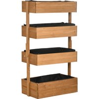 Outsunny Pflanzkasten aus Holz mit 4 Ebenen, erhöhtes Außen-Pflanzgefäß mit Ablauflöchern und Vliesstoff, Pflanzkasten für Anbau, Pflanzen, Blumen, für Terrasse – Ansicht 1