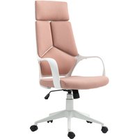 HOMCOM Schaukelstuhl Bürostuhl, Chefsessel aus Stoff Höhenverstellbar und Drehbarer Sitz, 63x63x117-127 cm, Rosa Aosom – Ansicht 1