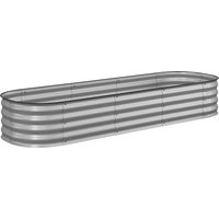 Outsunny Hochbeet Metall Pflanzkasten 195x62x30cm DIY Blumenkasten mit offenem Boden für Garten Balkon Silber Aosom.de – Ansicht 1