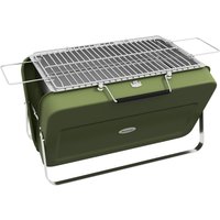 Outsunny Tischgrill Holzkohlegrill mit Kohleschale Grillrost und Griff für Picknick und Garten Edelstahl grün Aosom.de – Ansicht 1