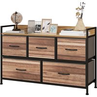 HOMCOM Kommode Aufbewahrungsmöbel 5 Schubladen aus Stoff 98 x 29 x 63 cm in schwarzer Stahlstruktur Aosom