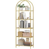 HOMCOM Bücherregal aus Gehärtetem Glas mit Bogenstruktur und 5 Regalen, Modernes Regal aus Stahl, für Badezimmer, Wohnzimmer, Schlafzimmer, Büro, 60x30x175 cm,  – Ansicht 1