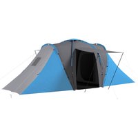 Outsunny Tunnelzelt, Campingzelt für 4-6 Personen, mit 2 Schlafzimmern Wohnbereich, Familienzelt mit Tragetasche, 2000mm Wasserabweisend Gruppenzelt, für Garten