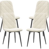 HOMCOM 4er-Set Esszimmerstühle, gepolsterte Küchenstühle mit hoher Rückenlehne, Stahlbeinen und Samtstoff, für Wohnzimmer, Schlafzimmer, Küche, Creme Aosom – Ansicht 1