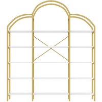 Regal im schlichten Stil, fünf Schichten Stauraum, einzigartige Wolkenform, 170x26x190 cm, Gold + Weiß – Ansicht 1