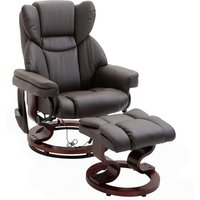 HOMCOM Relaxsessel Massagesessel mit Fußhocker und Liegefunktion, Kunstleder Braun 79x82x101 cm, komfortabel für Entspannung & Wellness Aosom.de – Ansicht 1