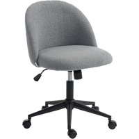 HOMCOM Ergonomischer Bürostuhl, drehbarer Teddy-Fell-Sessel, höhenverstellbar, Rollen, hochresilienter Schaumstoff, Kippfunktion, für Schminktisch oder Make-up, – Ansicht 1