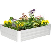 Outsunny Hochbeet aus verzinktem Stahl 120 x 90 x 30 cm Gartenbeet Pflanzkasten Silber für Blumen & Gemüse Aosom.de – Ansicht 1