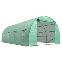 Outsunny Gewächshaus ca. 6 x 3 x 2 m Foliengewächshaus mit 8 Fenster, Rolltür, Aufrollbar Seitenwänden, UV-beständiger Folientunnel, Winterfest Tomatenhaus mit 