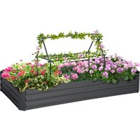 Outsunny Hochbeet Pflanzkasten aus Metall rechteckig mit großer Kapazität 180 x 90 x 29,5 cm mit Pfählen für Tomaten und Kletterpflanzen Aosom – Ansicht 1