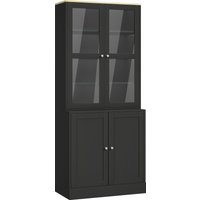 HOMCOM Vitrine, Aufbewahrungsregal mit 6 Ebenen und 4 Türen (2 aus gehärtetem Glas), verstellbare Einlegeböden, modernes Design, für Wohnzimmer, Büro, Schlafzim – Ansicht 1