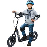 HOMCOM Kinderroller Kickscooter 12 Zoll mit Hinterbremse, höhenverstellbarer Tretroller in Schwarz, stabiler Stahl & EVA, ideal für Kinder Aosom.de – Ansicht 1