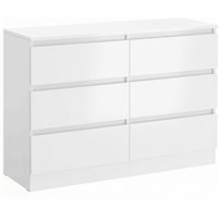 HOMCOM Kommode Schlafzimmer 6 Schubladen, moderne Schlafzimmerkommode mit eingelassenen Griffen, platzsparende Kommode für Flur Wohnzimmer Eingangsbereich, 100x