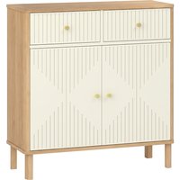 HOMCOM Buffet für Wohnzimmer mit Eichen-Optik-Platte, geriffeltes Aufbewahrungsmöbel mit 2 Schubladen, 2 Türen und verstellbarem Regal, moderner Stil, Buffet fü – Ansicht 1