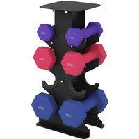 SPORTNOW Hanteln Set 3 Paar Kurzhanteln mit Aufbewahrungsständer rutschfeste Griff, 1-5 kg Hexagon Hantelset Kurzhantel Set für Heimtraining, Fitnessstudio Aoso – Ansicht 1
