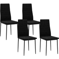 HOMCOM Esszimmerstühle 4er-Set Küchenstuhl mit Rückenlehne, Samtoptik, Armlose Stühle, Polsterstuhl mit Metallbeine, Sessel für Esszimmer, Wohnzimmer, Schwarz A – Ansicht 1