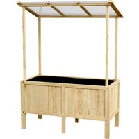 Outsunny Hochbeet Holz Frühbeet mit Deckel 110x60x152cm Pflanzkasten mit Vliesstoff für Garten Balkon Natur Aosom.de – Ansicht 1