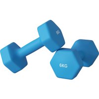 SPORTNOW Set 2 Hexagonale Hanteln 2x6 kg aus Metall und Kunststoff, 2 Hantelgewichte mit rutschfestem Griff, 22x10x10 cm, Blau Aosom – Ansicht 1