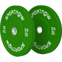 SPORTNOW Set 2 Gewichtsscheiben 2x10 kg aus Gummi, Gewichtsscheiben für Fitnessstudio und Zuhause mit 5 cm Loch für Kurzhanteln und Hantelstangen, Grün Aosom – Ansicht 1