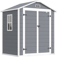 Outsunny Gerätehaus mit Pultdach 2,12 m² Gartenhaus mit Fenster, abschließbarer Geräteschuppen, ideal für Garten & Balkon, Grau 183 x 134 x 210 cm Aosom.de – Ansicht 1