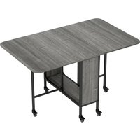 HOMCOM Esstisch Klappbar, Mobiler Küchentisch mit Offenem Regal für bis zu 6 Personen, Moderner Klapptisch mit Holzoptik, Metallrahmen, Esszimmertisch für Esszi – Ansicht 1
