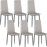 HOMCOM Set mit 6 Esszimmerstühlen aus Kunstleder, Küchenstühle mit hoher Rückenlehne und Diamantsteppung, Stahlbeine, moderne Stühle für Küche, Schlafzimmer, Bü – Ansicht 1