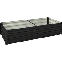 Outsunny Rechteckiger Garten-Pflanzkasten aus Stahl mit Sicherheitsrand und offenem Boden, Maße 150L x 70l x 30H cm, dunkelgrau Aosom – Ansicht 1
