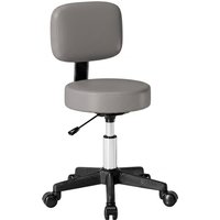 HOMCOM Massagehocker mit Rollen, höhenverstellbar und drehbar mit ergonomischer Rückenlehne grau Aosom – Ansicht 1
