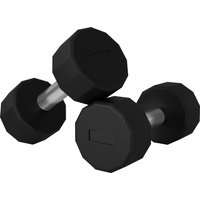 SPORTNOW Set 2 Kurzhanteln mit 12 Seiten je 2x8 kg aus Metall und Gummi, Fitness-Kurzhantel Set mit rutschfester Grifffläche, 26x12x12 cm, Schwarz Aosom – Ansicht 1