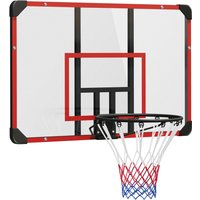 SPORTNOW Basketballkorb, Basketballbrett mit Korb, Basketballnetz mit Basketballboard, Wandmontage, für Outdoor, Stahl, 113 x 61 x 73 cm, Rot Aosom – Ansicht 1