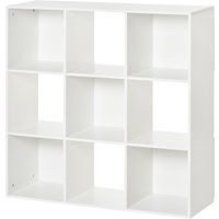 HOMCOM Weißes Regal für Zuhause und Büro, Modernes Regal mit 9 Fächern aus Holz, 91.5 x 29.5 x 91.5 cm Aosom – Ansicht 1