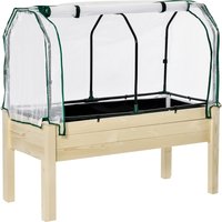 Outsunny Hochbeet Frühbeet 121x55x117 cm aus Tannenholz mit schützender Folie und Entwässerungslöchern, wasserdicht für Garten & Balkon in Naturfarbe Aosom.de – Ansicht 1