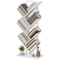 HOMCOM Baumförmiges Bücherregal mit 7 Ebenen Bücherregal mit 7 Regalen und Stahlstruktur für Wohnzimmer Büro Studium Schlafzimmer 50x24x109 cm Weiß Aosom – Ansicht 1