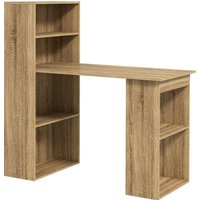 HOMCOM Computertisch mit Regal Büroecke 120L x 55B x 120H cm angrenzendes Bücherregal Multi-Aufbewahrung Eiche Aosom – Ansicht 1