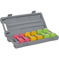 HOMCOM Tragbares Kurzhantel Set 6er Set aus Stahl 0,5kg 1kg 1,5kg im Koffer bunt für Fitness und Training Aosom.de – Ansicht 1