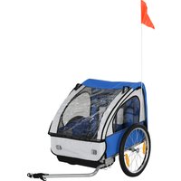 HOMCOM Kinderanhänger Kinderfahrrad, für 2 Kinder, Stahlrahmen, Sitzträger mit Sicherheitsgurt, für Kinder ab 18 Monaten, Oxford-Gewebe Aosom