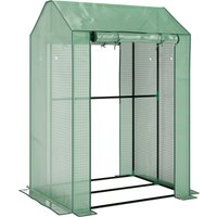 Outsunny Gewächshaus mit PE-Gitterfolie, Aufrollbare Tür winterfest Foliengewächshaus aus Stahl, Treibhaus für Balkon, Garten, Tomatenhaus 100 x 80 x 150, Tomat – Ansicht 1