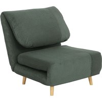 HOMCOM 2-in-1 Schlafsofa Schlafsessel Verstellbar Klappmatratze Gästebett im Cord-Optik, für Schlafzimmer, Wohnzimmer Grün 82 x 89 x 83 cm Aosom – Ansicht 1