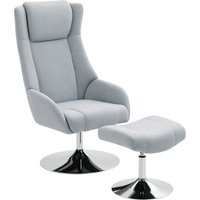 HOMCOM Relaxsessel mit Hocker, 360°drehbarer Fernsehsessel mit hoher Rückenlehne, TV-Sessel mit Samtoptik, Kopfstütze, Metallsockel, Polstersessel für Wohnzimme
