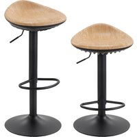 HOMCOM Barhocker 2er Set Drehbar Barstuhl mit Fußstütze Höhenverstellbar Tresenhocker mit Holzoptik, aus Kunstleder, Küchenhocker für Küche, Wohnzimmer, Esszimm – Ansicht 1