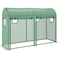 Outsunny Foliengewächshaus Tomatengewächshaus Treibhaus 300 x 100 x 200 cm mit 4 Fenstern und 2 Türen aus PE-Kunststoff und Stahl, ideal für Garten Aosom.de – Ansicht 1
