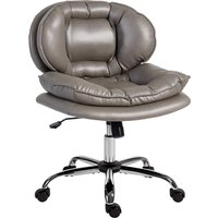 HOMCOM Silla de Oficina Piernas Cruzadas, Silla de Escritorio sin Brazos con Asiento Ancho, Ruedas, Altura Ajustable, Doble Acolchado, Giratoria, Función Bascul – Ansicht 1