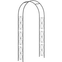 Outsunny Torbogen Rankgitter Pflanzbogen Garten Bogendach Metall Schwarz 114 x 30 x 230 cm für Kletterpflanzen & Dekoration Aosom.de – Ansicht 1