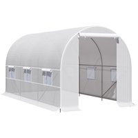 Outsunny Tunnel-Gewächshaus 8m², Tunnel-Gewächshaus 400 x 200 x 200 cm mit Tür und 6 Fenstern, für draußen, ganzjährig, Gemüse, Obst, Blumen, PE-Abdeckung hohe  – Ansicht 1