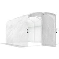 Outsunny Folientunnel-Gewächshaus 6 m², Tunnelgewächshaus 300x200x195cm, PE-Plane 220 g/m², 50 cm verlängerte Ränder, mit Tür, für Außenbereich, ganzjährig, Gem – Ansicht 1