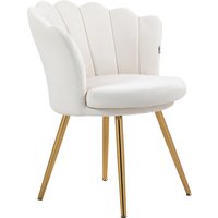 HOMCOM Muschelstuhl Frisiertischstuhl Samtstuhl für Wohnzimmer Schlafzimmer und Esszimmer 67B x 64T x 77H cm Creme Aosom