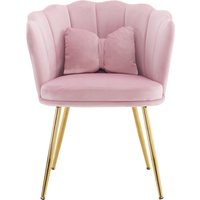 Esstisch Stühle Modern Design Blütenblatt-Rückenlehne Vergoldete Metallbeine Schmetterlingskissen Luxus Esszimmer Stuhl Höhe 77 cm Stuhl Aosom.de – Ansicht 1