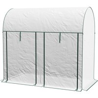 Outsunny Gartengewächshaus 2 m² Tomaten-Gewächshaus Abmessungen 2L x 1B x 1,78H m 2 Rolltüren mit Reißverschluss Stahl PE hohe Dichte 140 g/m² UV-beständig weiß – Ansicht 1