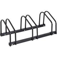 HOMCOM Fahrradständer für 3 Fahrräder, Fahrradablage, Fahrradregal, Fahrradträger für Reifenbreite 65 mm, Abmessungen 76L x 33B x 27H cm, Stahl schwarz Aosom – Ansicht 1
